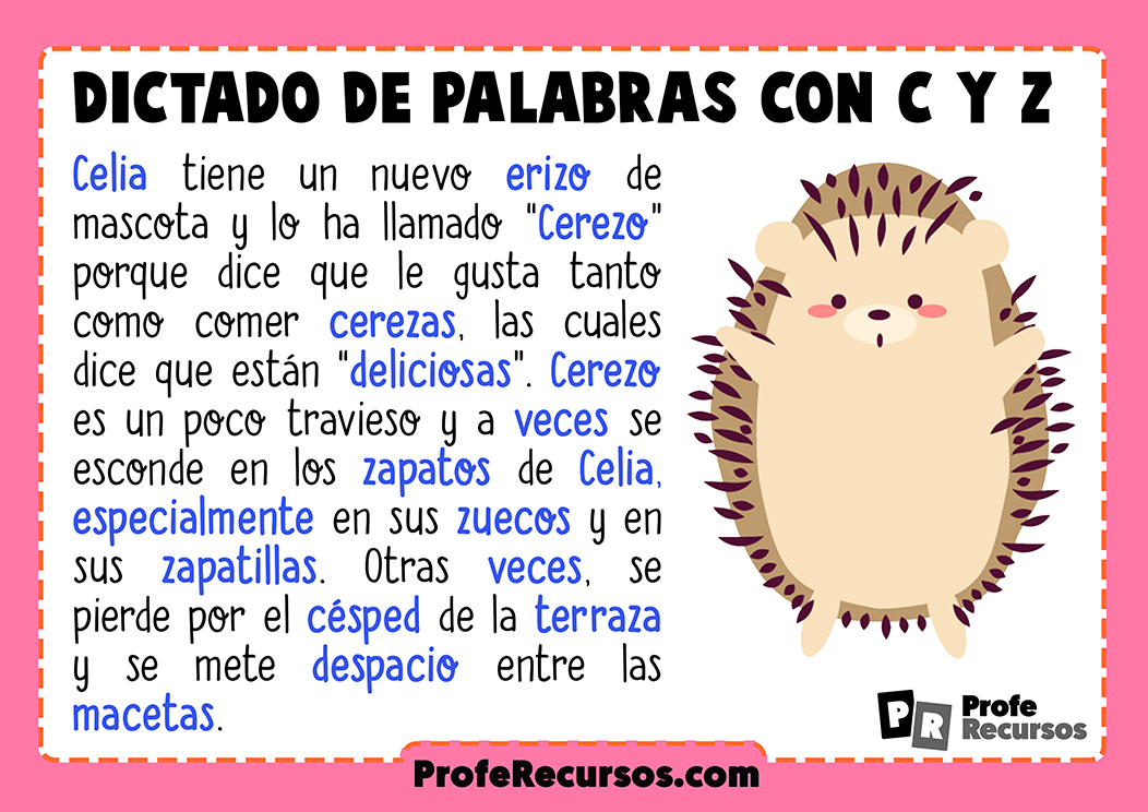 Dictados Cortos Con C Y Z Para Niños De Primaria