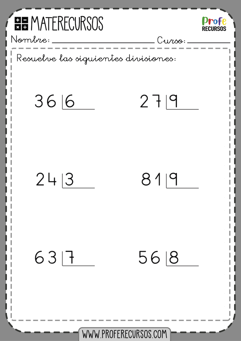 Divisiones Exactas Resto Cero