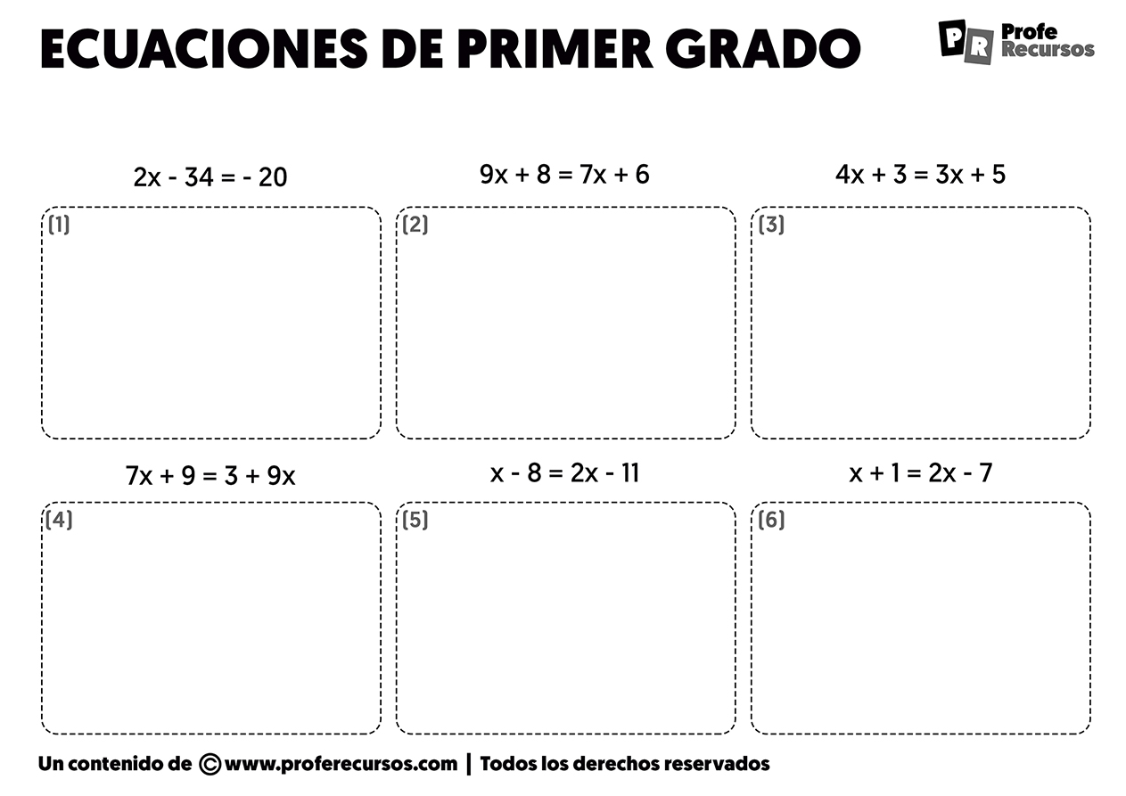 Ecuaciones de primer grado para primero de la eso