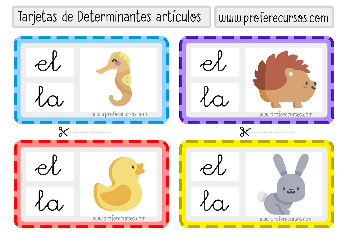 Ejemplos Articulos Determinados para Niños