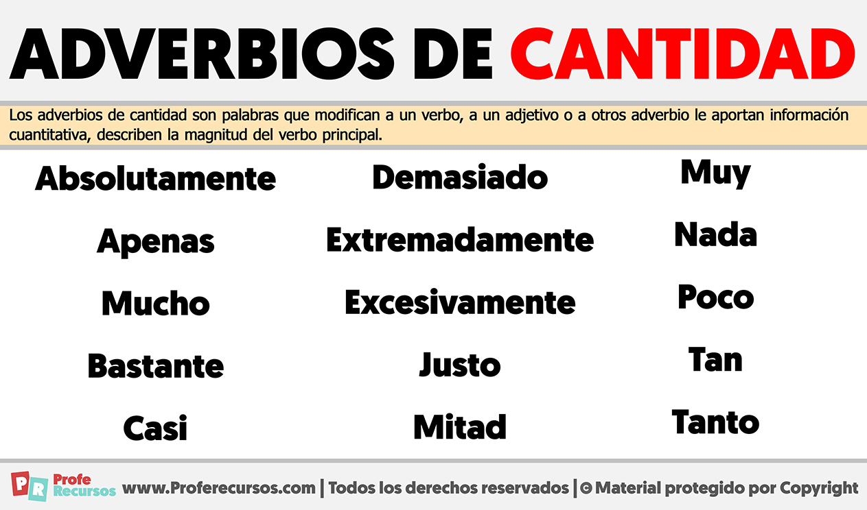 Ejemplos de adverbios de cantidad