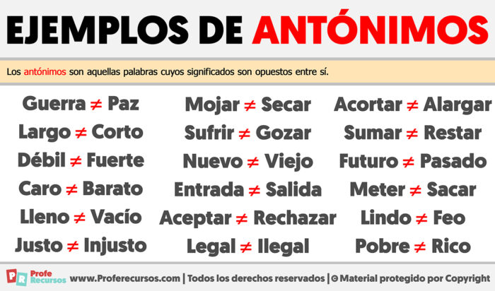 Ejemplos de Antónimos
