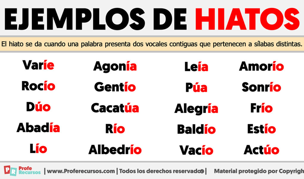 Ejemplos de hiatos
