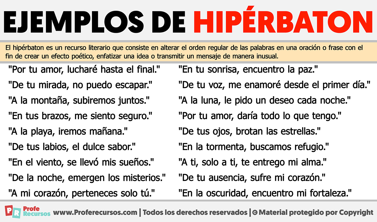 Ejemplos de hiperbaton