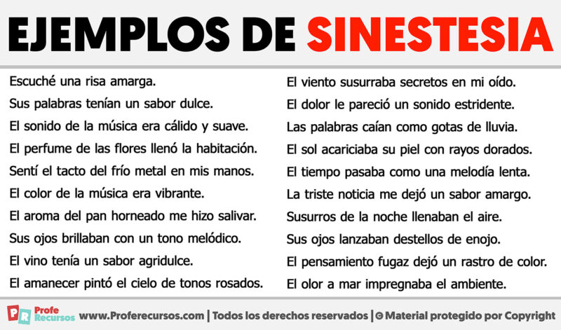Ejemplos de Sinestesia