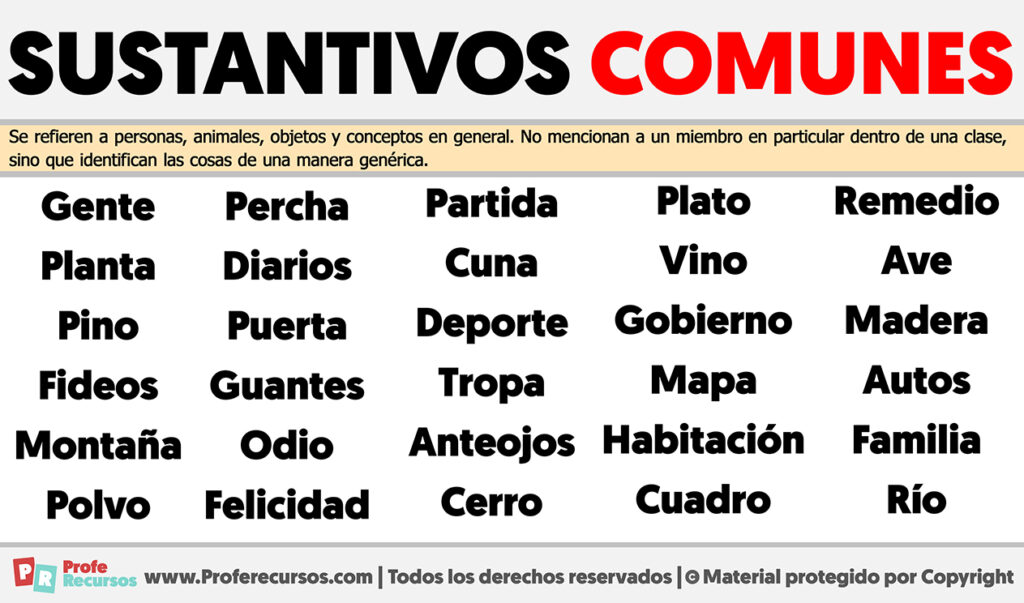 Ejemplos de sustantivos comunes