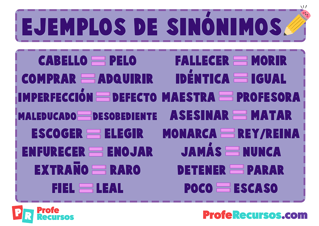 Ejemplos de palabras sinonimos