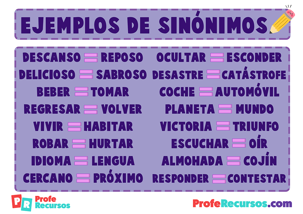 Ejemplos de sinonimos para niños