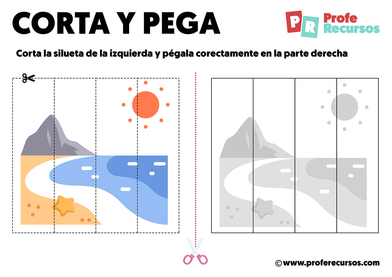 Ejercicios de cortar y pegar para imprimir