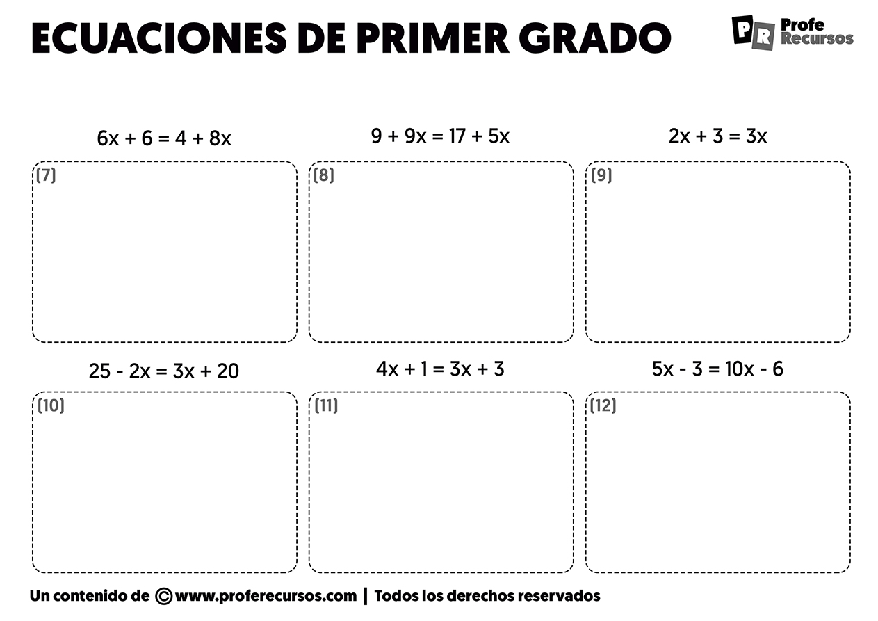 Ejercicios de ecuaciones de primer grado