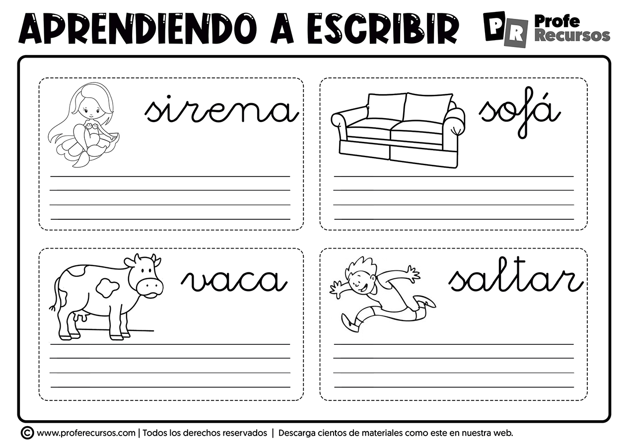 Ejercicios de escritura para niños