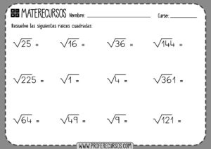 Ejercicios de raices cuadradas