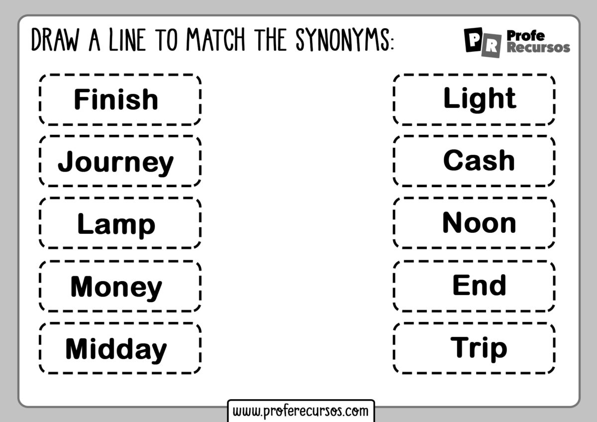 Ejercicios de sinonimos en ingles