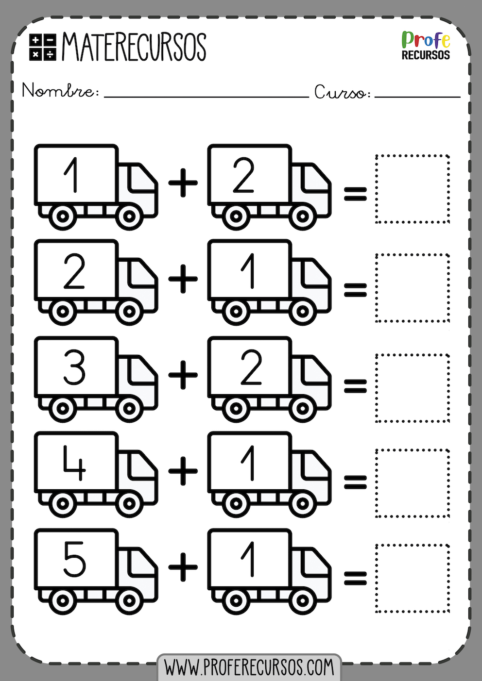 Ejercicios de Sumas Faciles con Dibujos