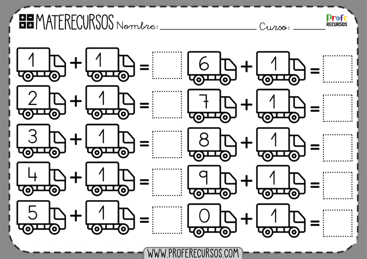 Ejercicios de Sumas Para Niños