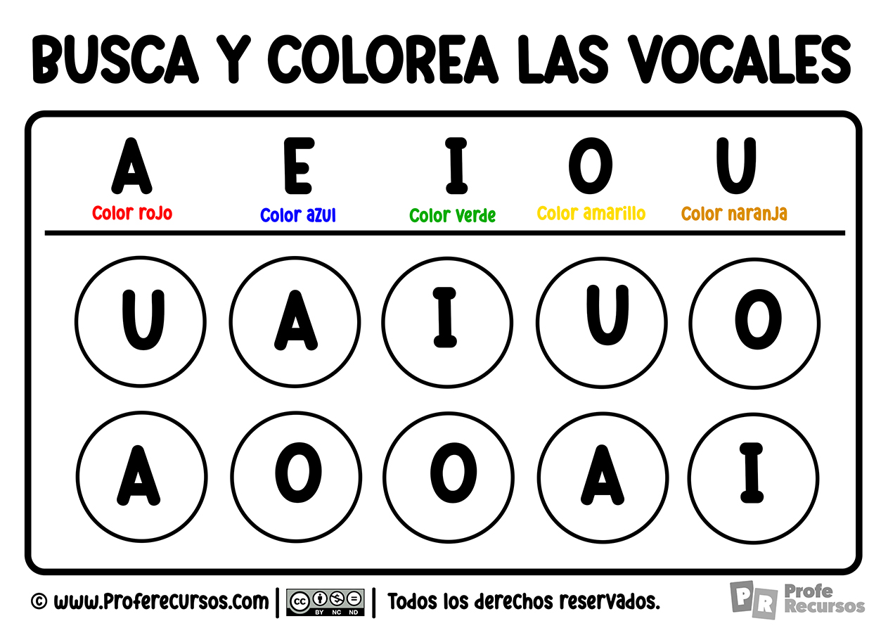 Ejercicios de vocales para niños