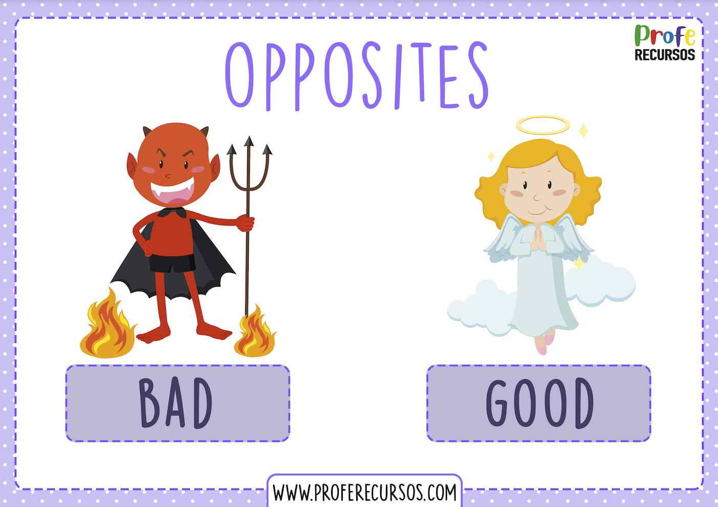 English opposites printables