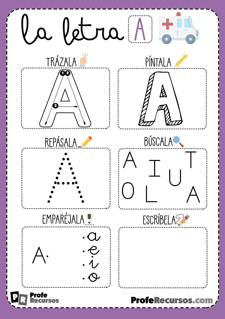 Tacto frente Amargura Ficha lectoescritura letra A