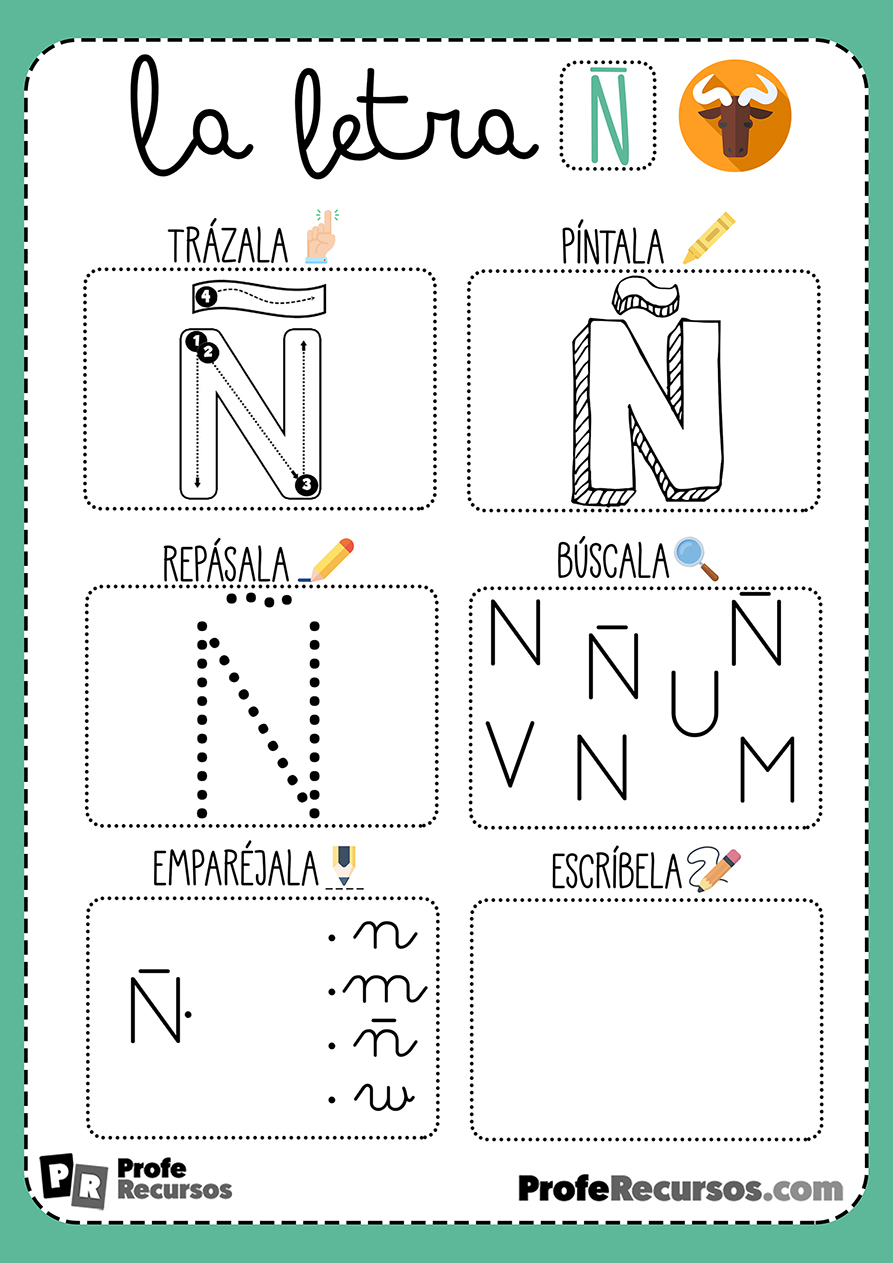 Ficha lectoescritura letra Ñ