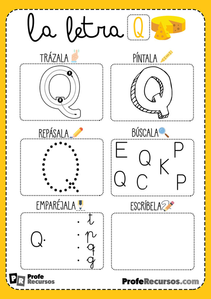 Ficha lectoescritura letra Q