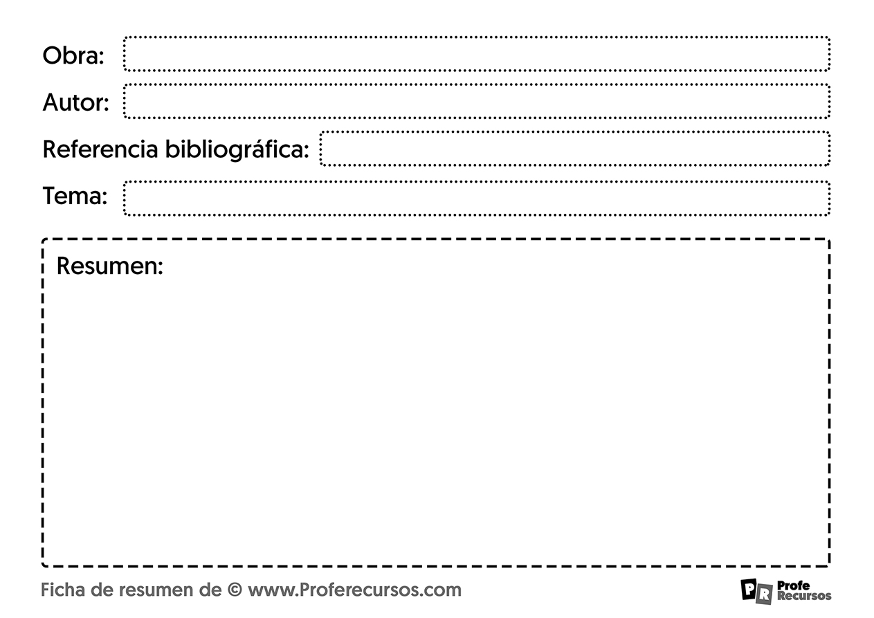 Ficha De Resumen Para Completar