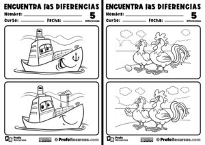 Fichas de buscar las diferencias