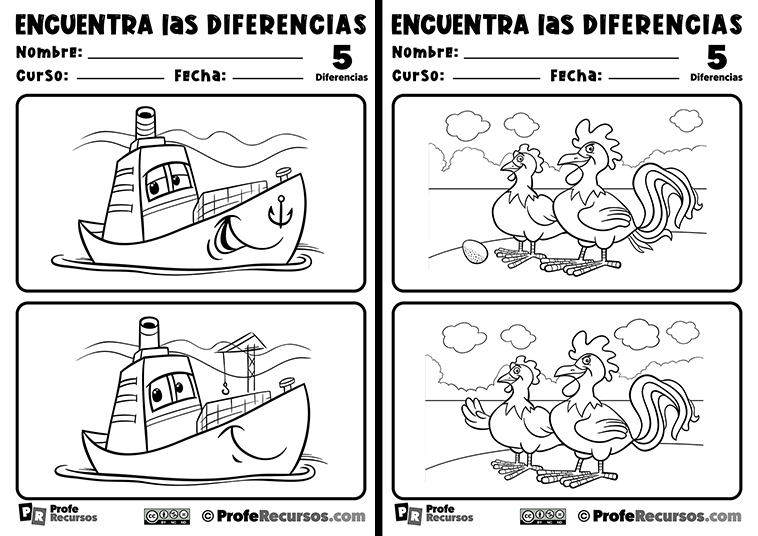 Encuentra Las Diferencias | Fichas para Niños DESCARGABLES