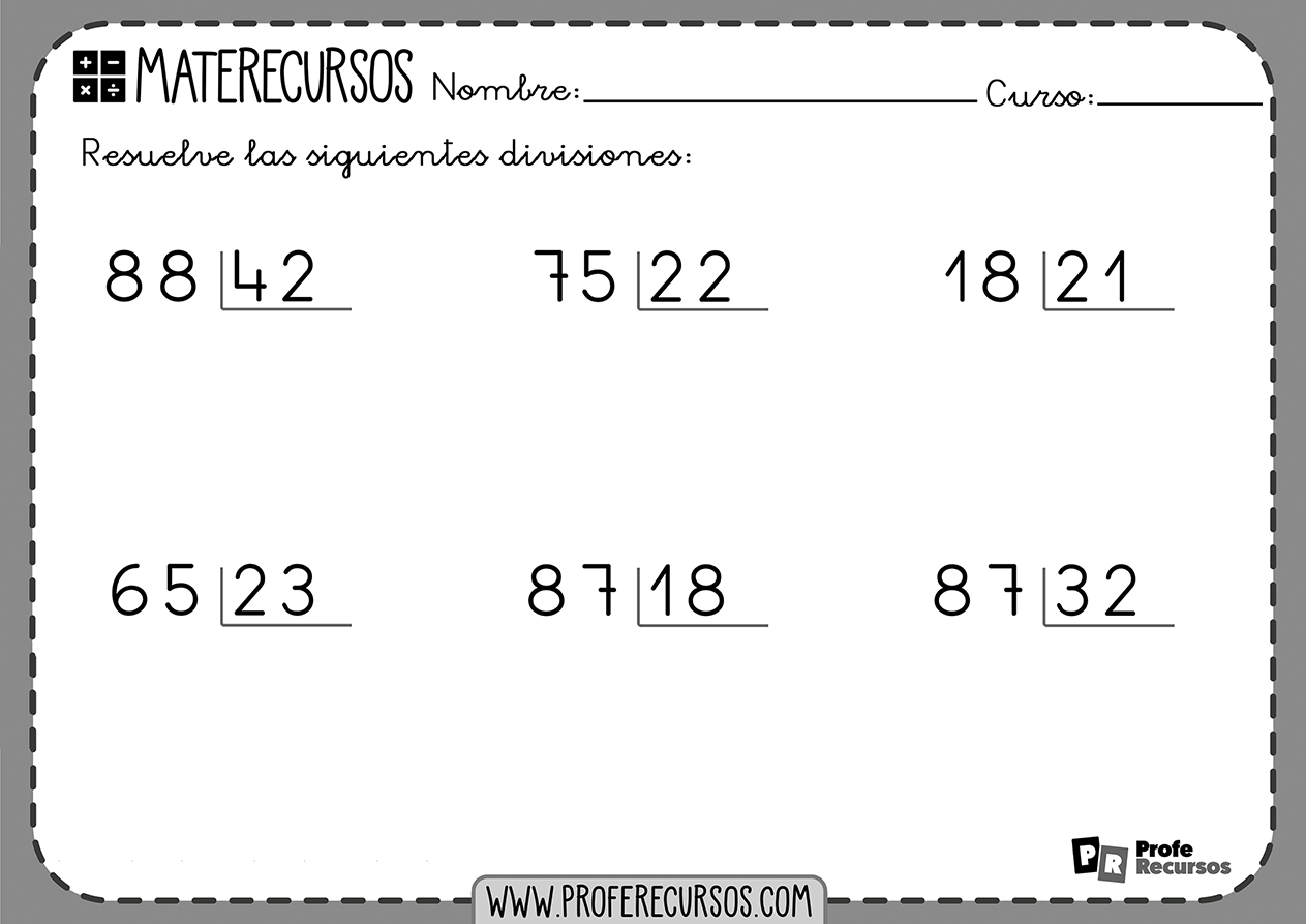 Fichas de divisiones para primaria