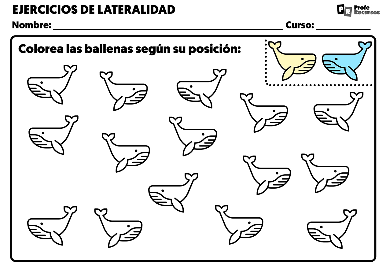 Fichas de lateralidad para colorear