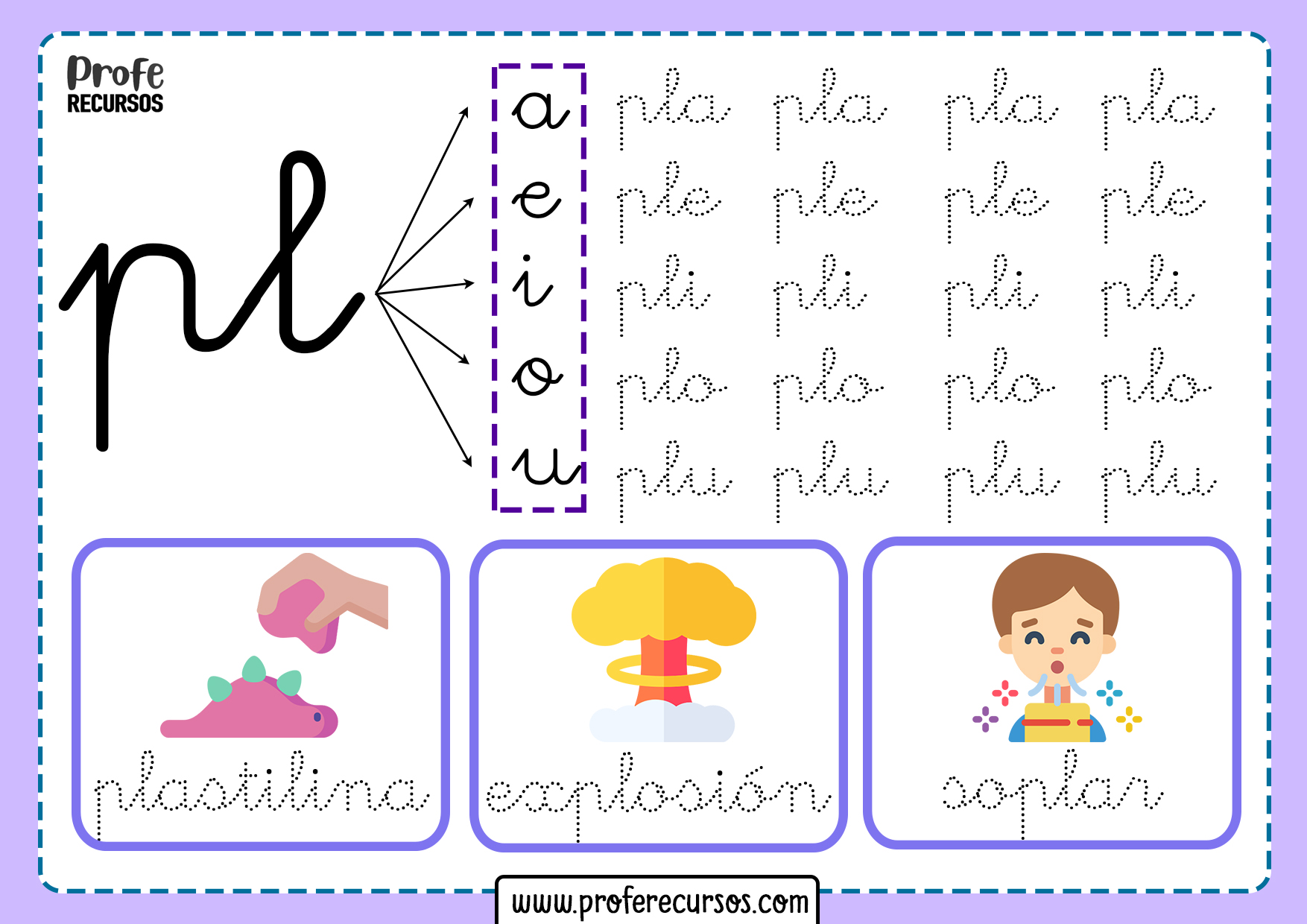 Sílabas Trabadas con (Pl) Pla Ple Pli Plo Plu | Palabras con Pl