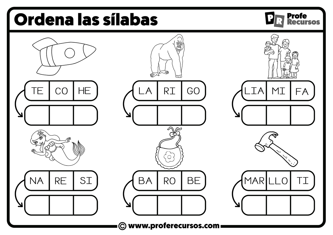 Fichas de silabas con dibujos