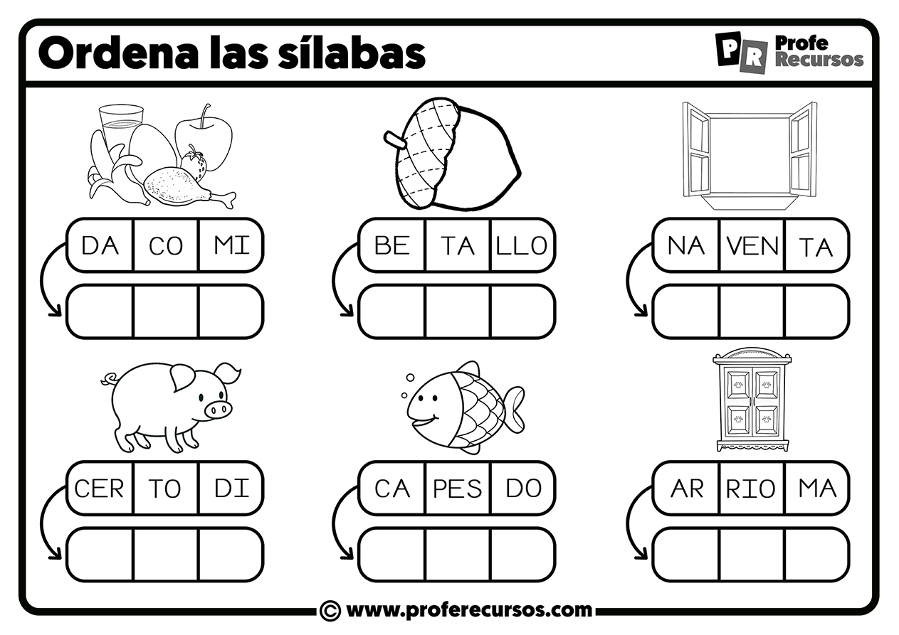 Fichas de silabas para imprimir