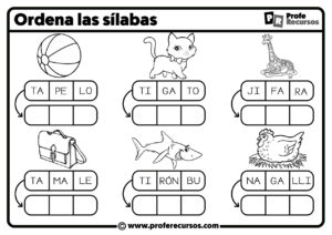 Fichas de silabas para niños