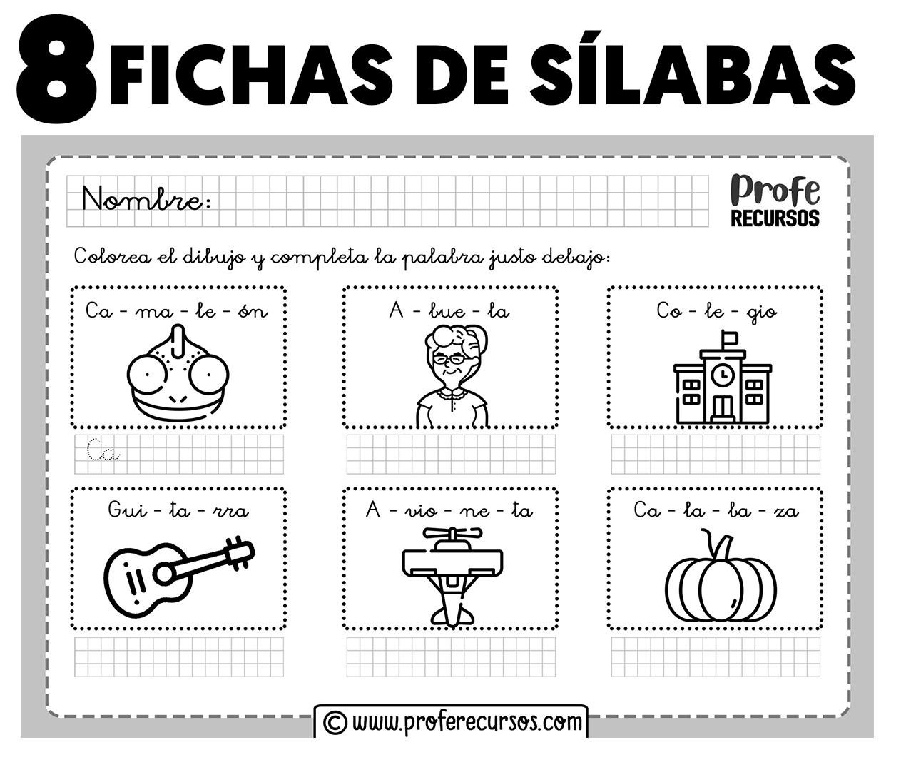 Fichas de silabas para niños