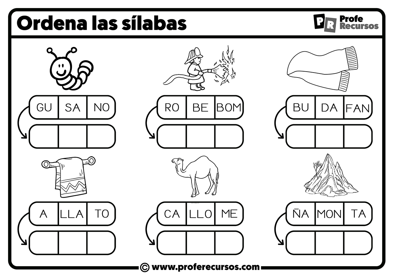 Fichas de silabas para primer grado