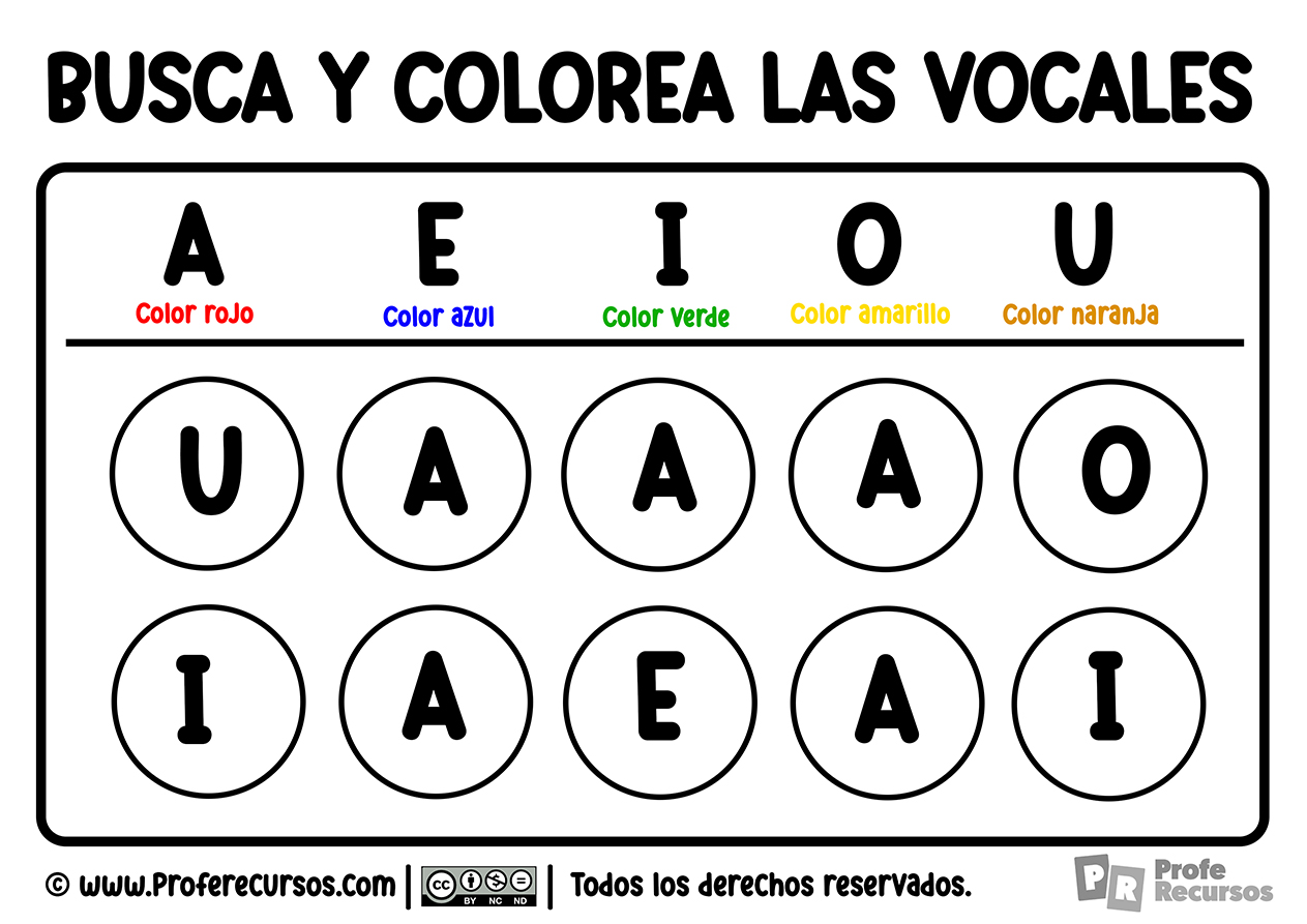 Fichas de las vocales para niños