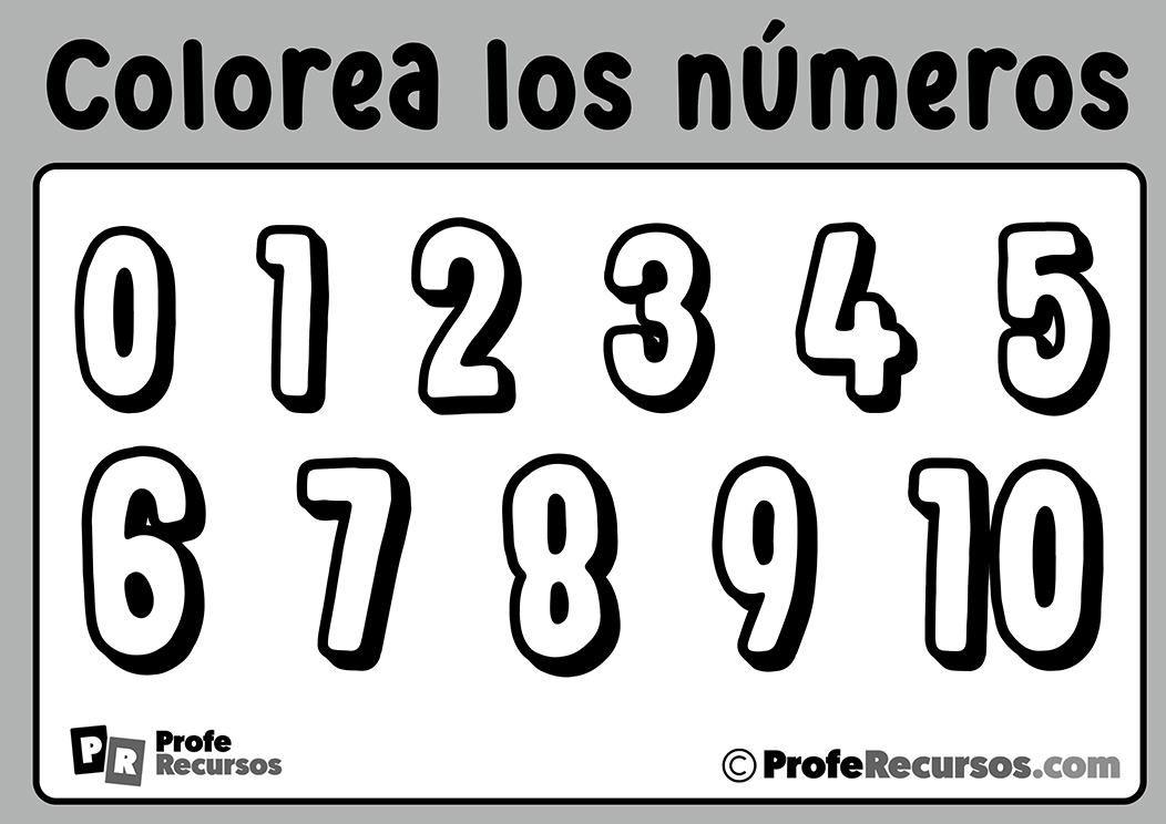 Fichas de los numeros para colorear