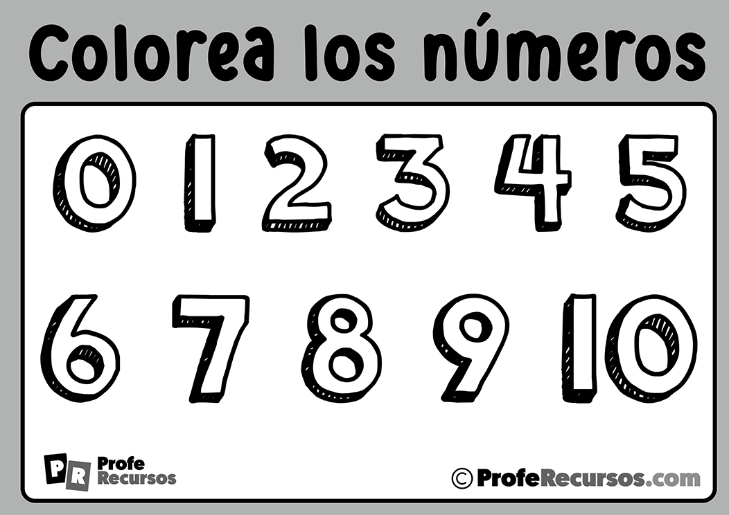 Fichas de numeros para colorear