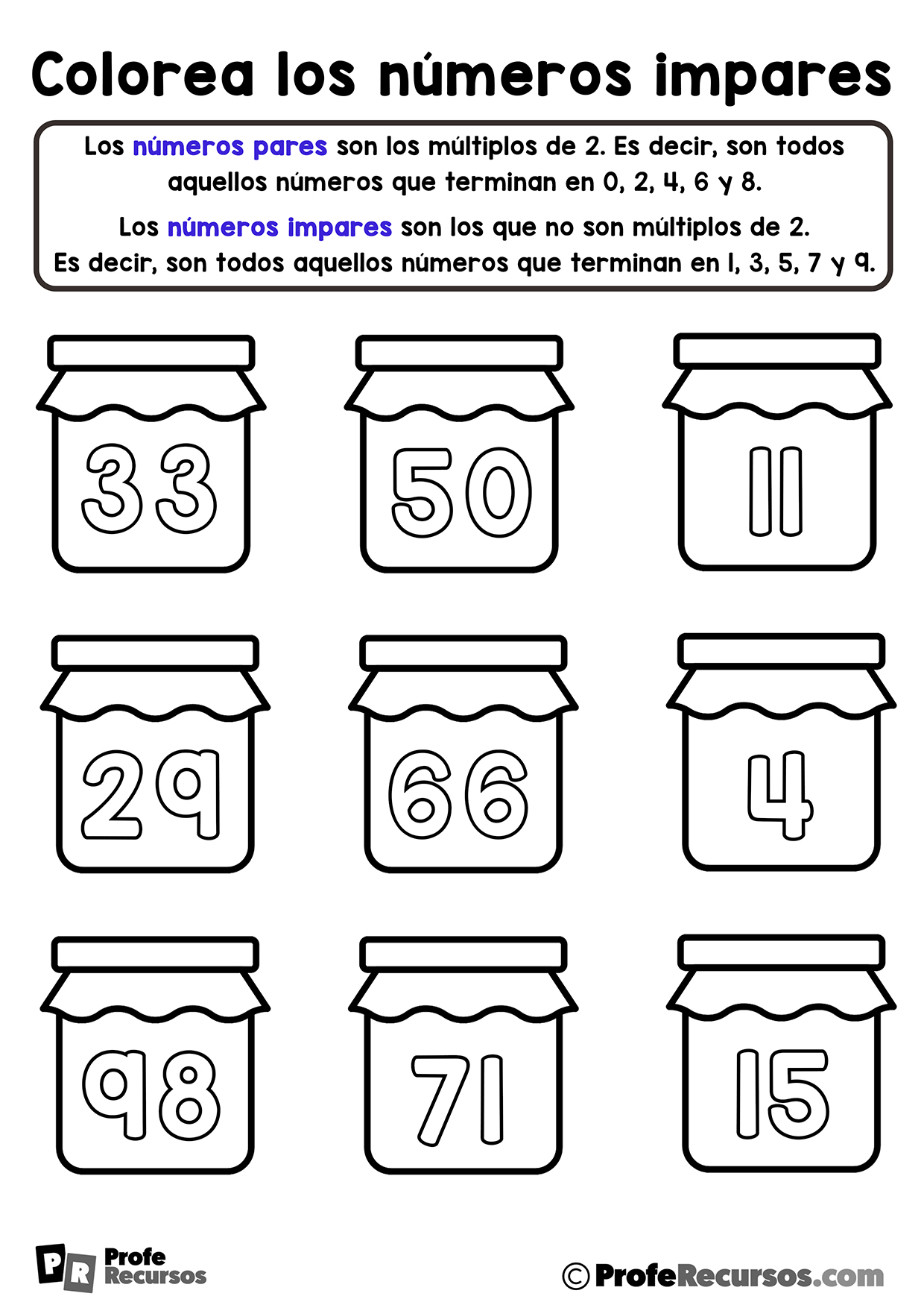 Fichas de numeros pares e impares