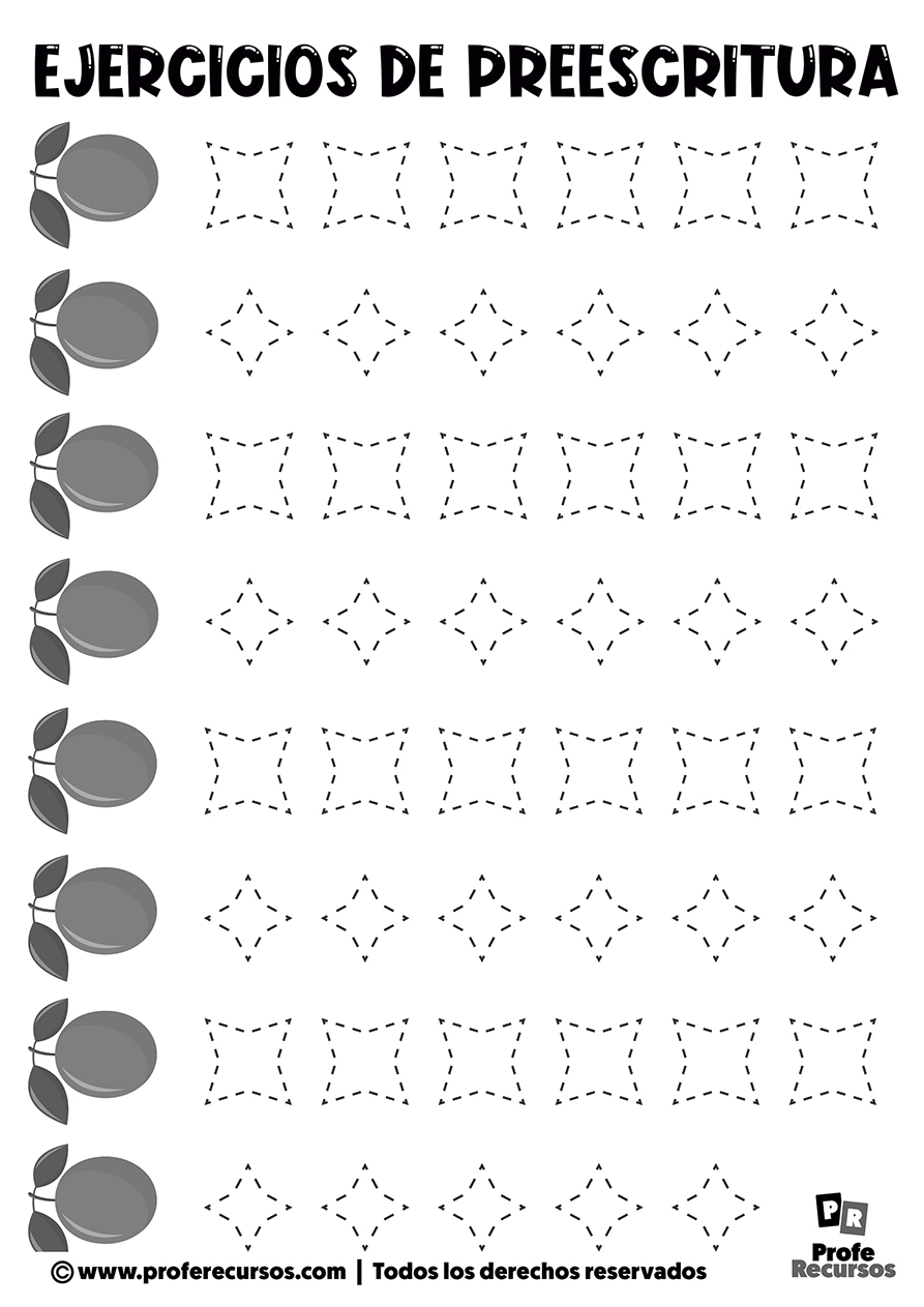 Fichas de preescritura para primer grado