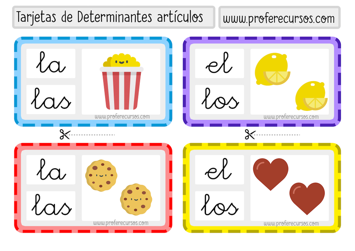 Fichas para trabajar los Determinantes