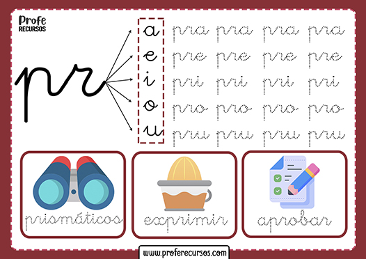 Fichas silabas trabadas pra pre pri pro pru