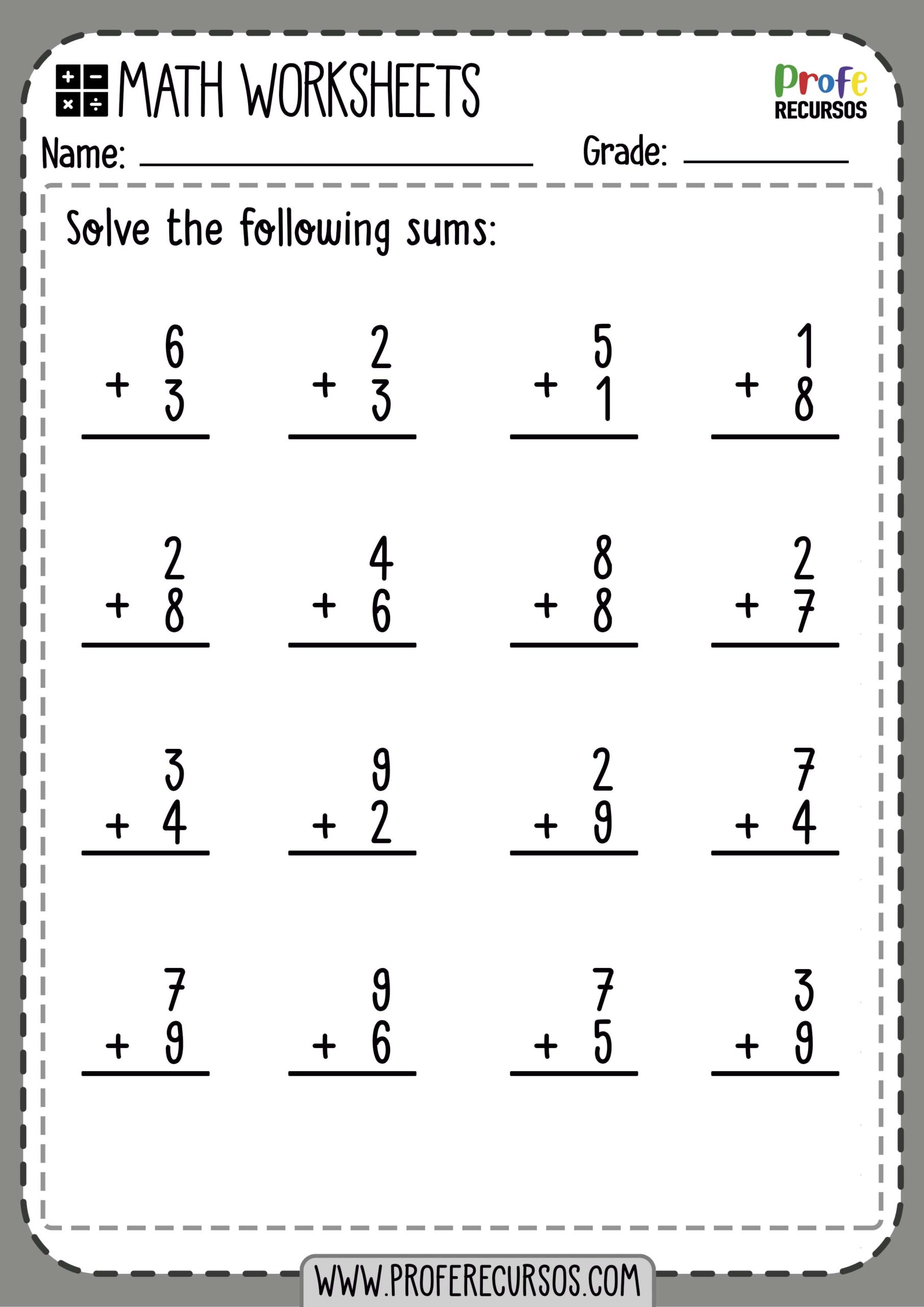 First Grade Addition Worksheets