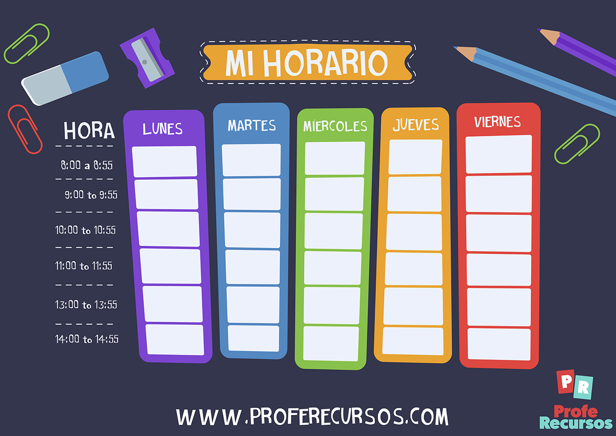 Horarios escolares para niños