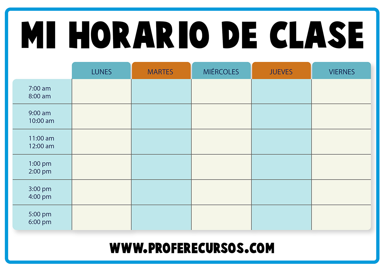 Horarios para niños para imprimir