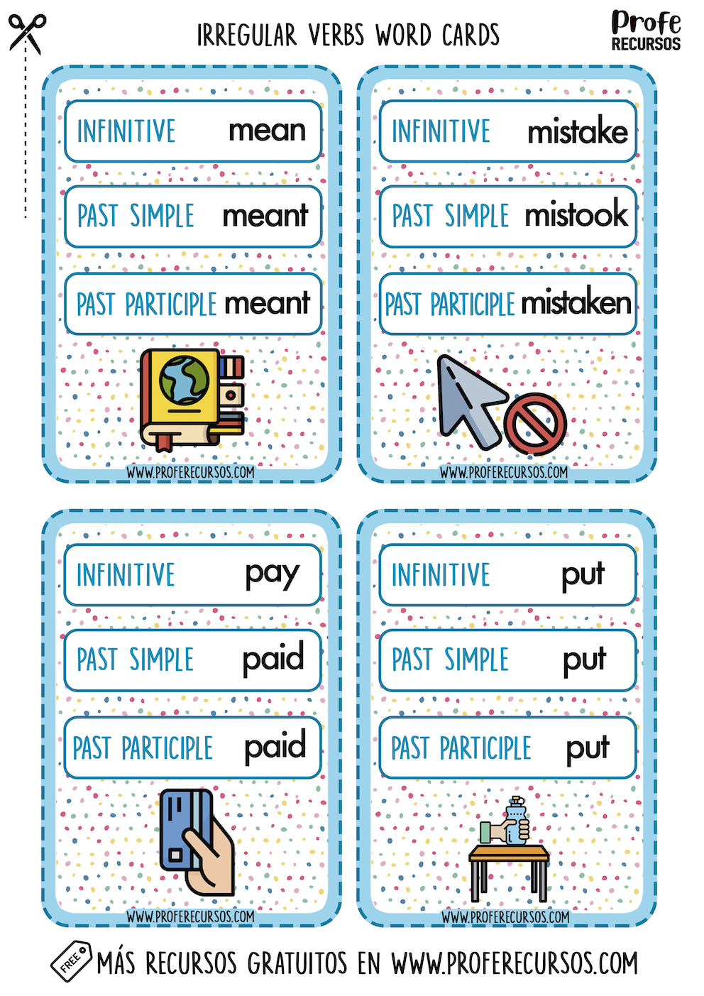 Irregular verbs with icons