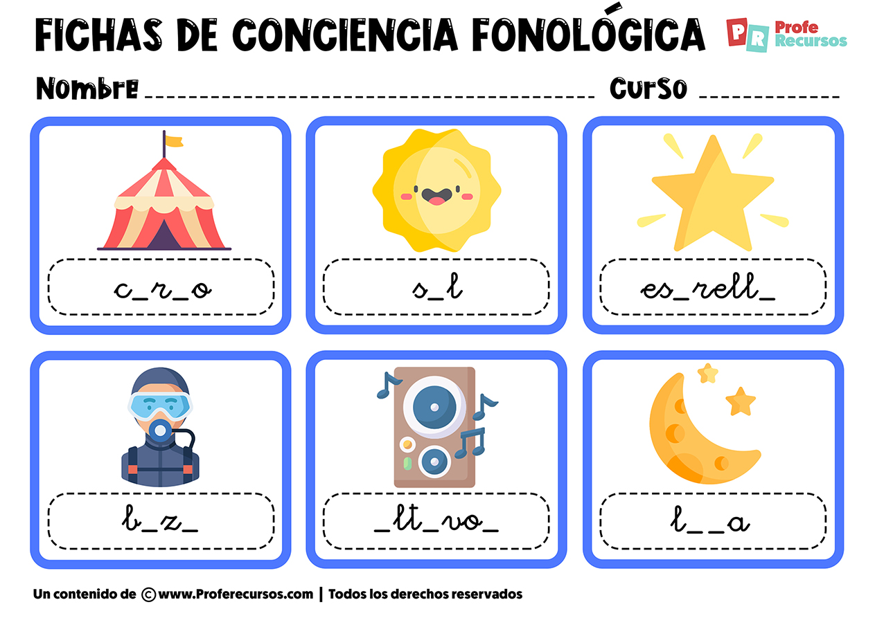 Juego de conciencia fonologica para imprimir