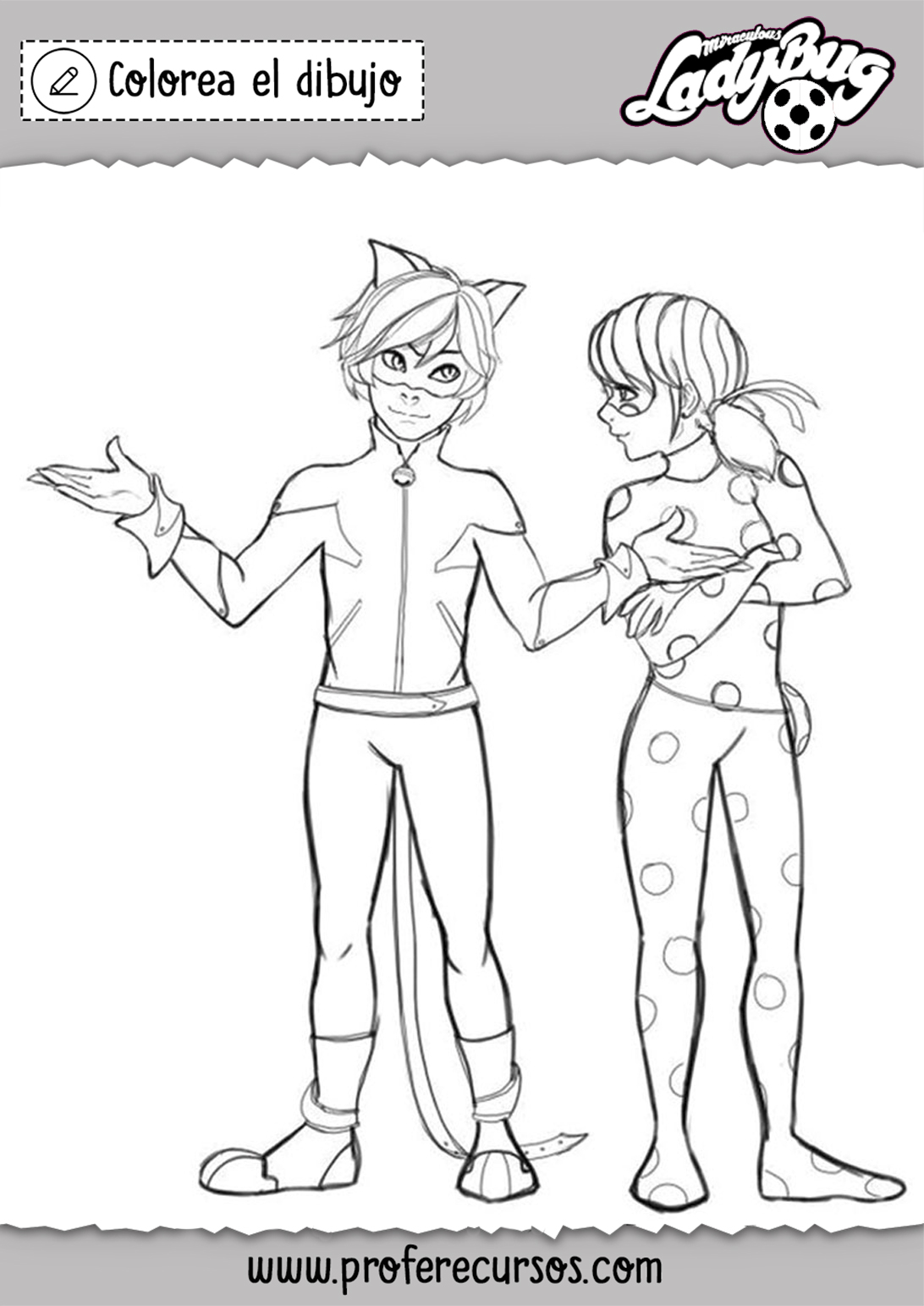 Ladybug y cat noir para colorear