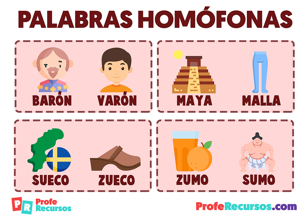 Las palabras homofonas para niños