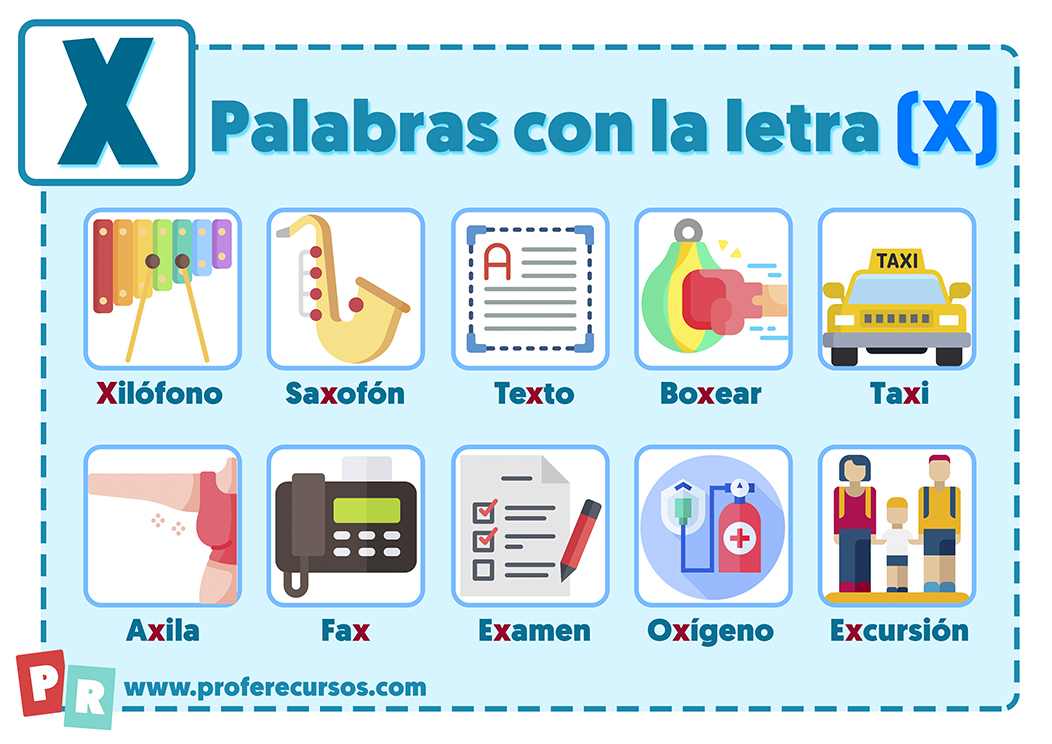 Hecho un desastre invención Alfabeto Palabras con la Letra X para Niños | Palabras que contienen X